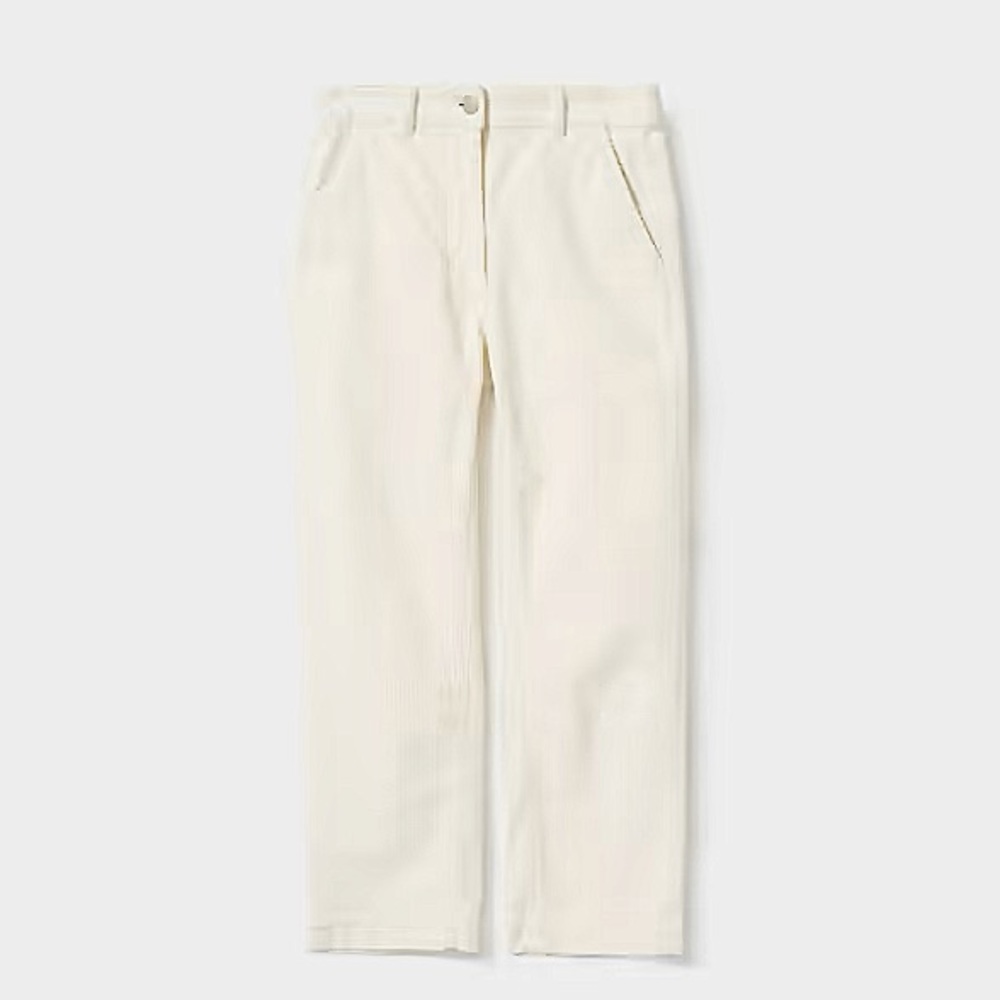 Everlane White Corduroy Straight Leg Crop